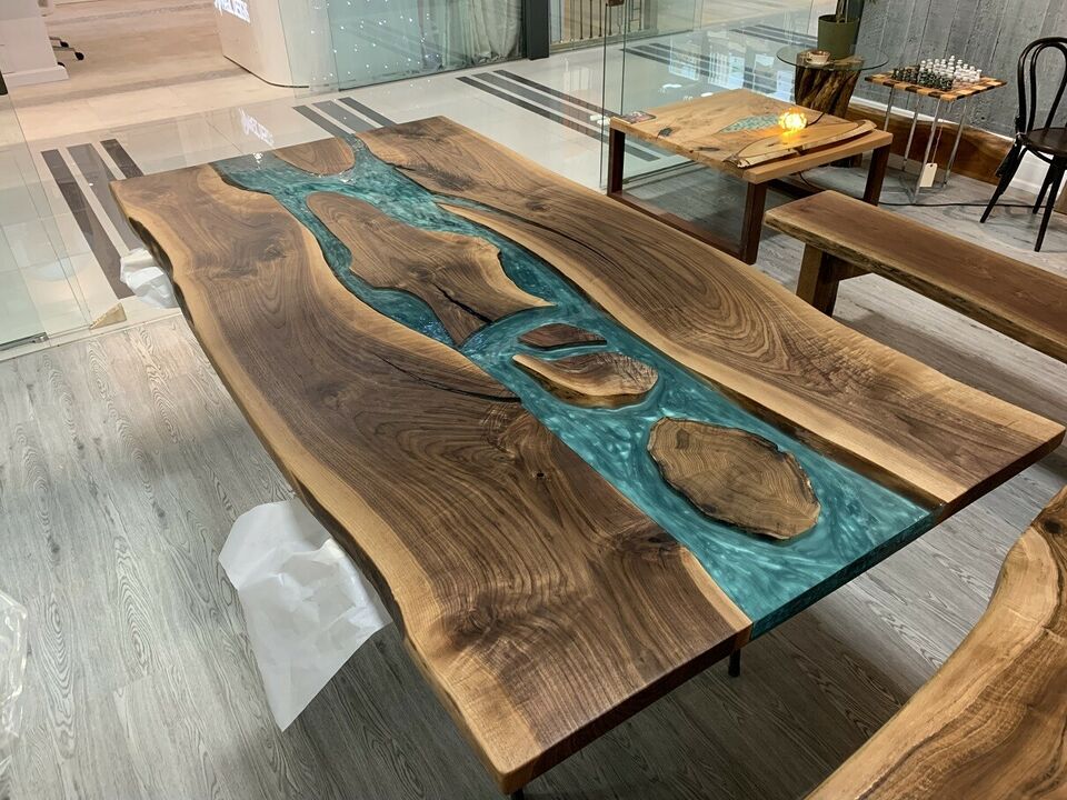 epoxy and wood kitchen table