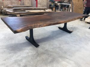 Claro Walnut Dining Table with T Shaped Metal Legs - 4 - Woodify