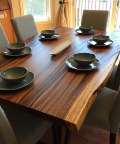 Live Edge Dark Acacia Wood Dining Table - 1 - Woodify