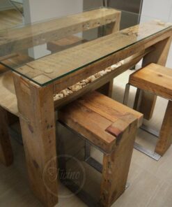 Reclaimed Wood Dining Table Glass Top - 1 - Woodify