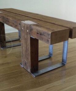Rustic Industrial Style Bench with Metal Legs - 3 - Woodify