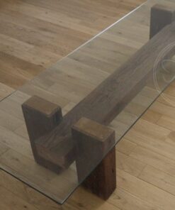 Rustic Reclaimed Wood Coffee Table Glass Top - 1 -Woodify