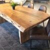 Acacia Live Edge Table with Wooden Plank Legs Natural Color - Woodify