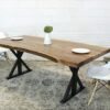 Live Edge Acacia Wood Table with Black Farmhouse Legs Natural - Woodify