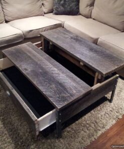 Old Barn Wood Pop up Coffee Table with Clear Coat - 1 - Woodify