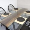 Walnut Slab Dining Table with Glass Top - Woodify Canada