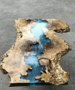 Blue river table top with epoxy inlay Senna siamea wood - Woodify