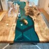 Epoxy Resin Acacia Table Top 6 by3ft Teal - Woodify